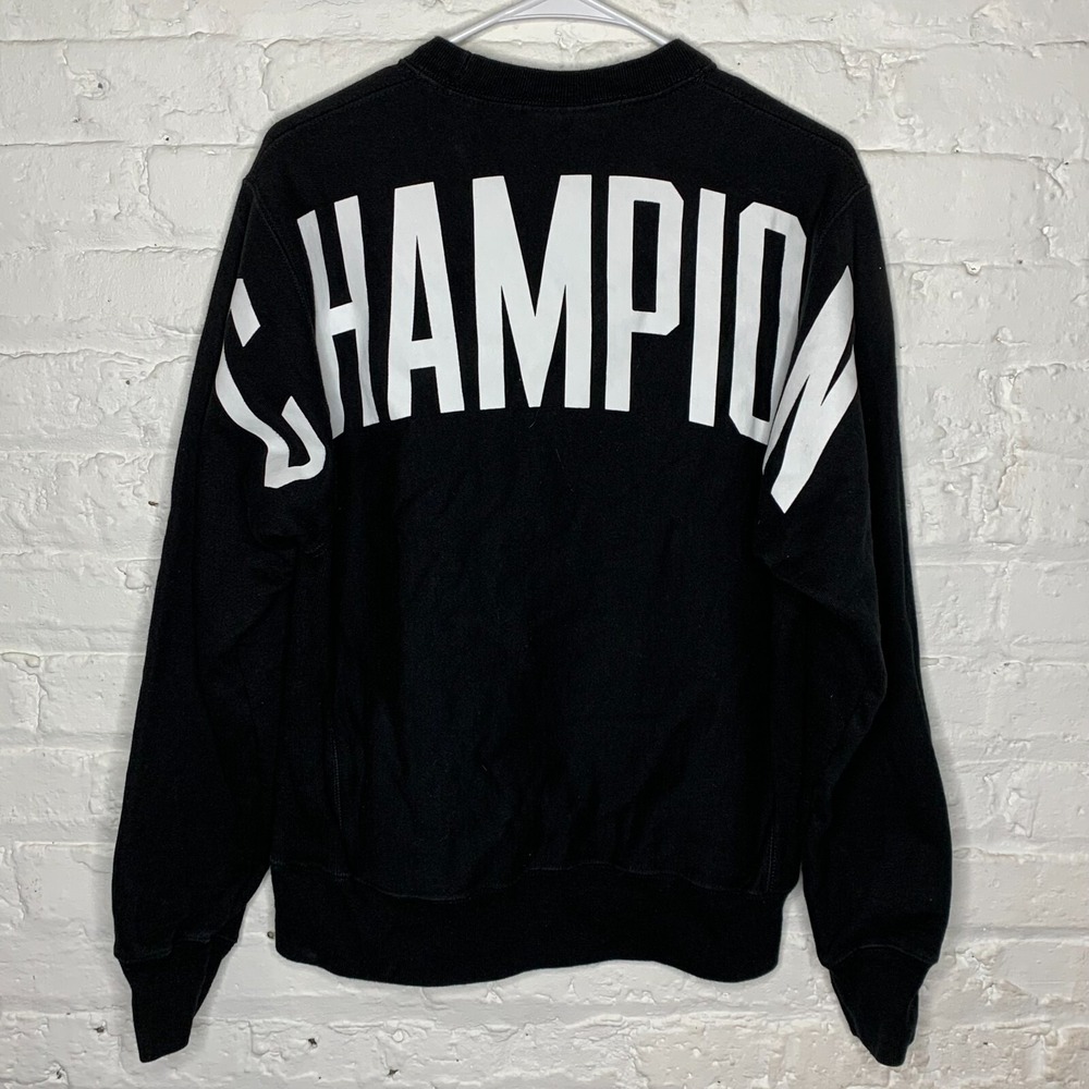 Champion Mens Size Small Crew Neck Reverse Weave Sweatshirt‎ Black With Spellout - Picture 3 of 3